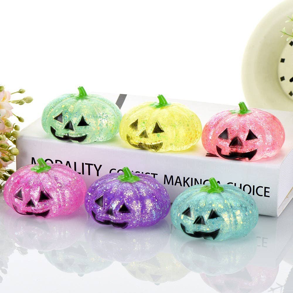 Glitter Pumpkin Halloween TPR Squishy Toy