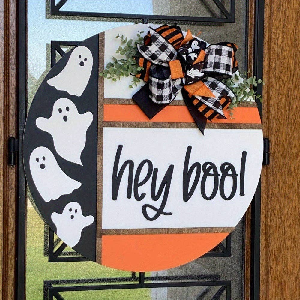 Halloween Ghost BOO Wooden Hanging Door Sign